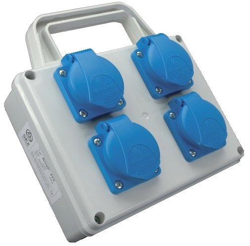 SEZ-CZ Minizásuvková rozvodnica Praktik, IP 54, 4× 230 V s držiakom