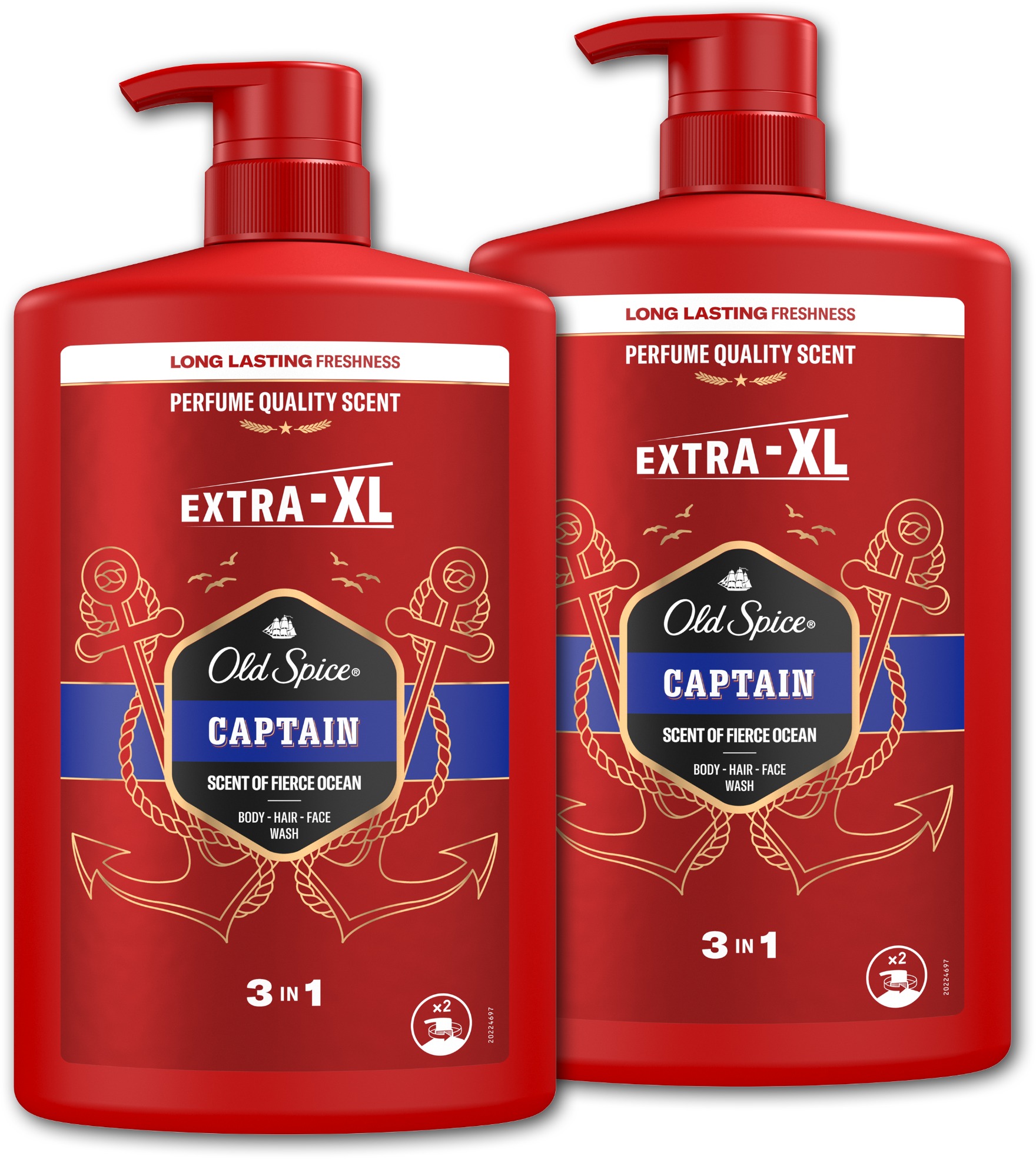 OLD SPICE Captain Sprchový gél 3 v 1 2× 1000 ml