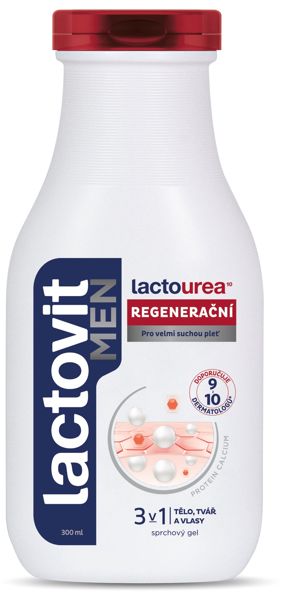LACTOVIT Men Lactourea Regeneračný 3 v 1 sprchovací gél 300 ml