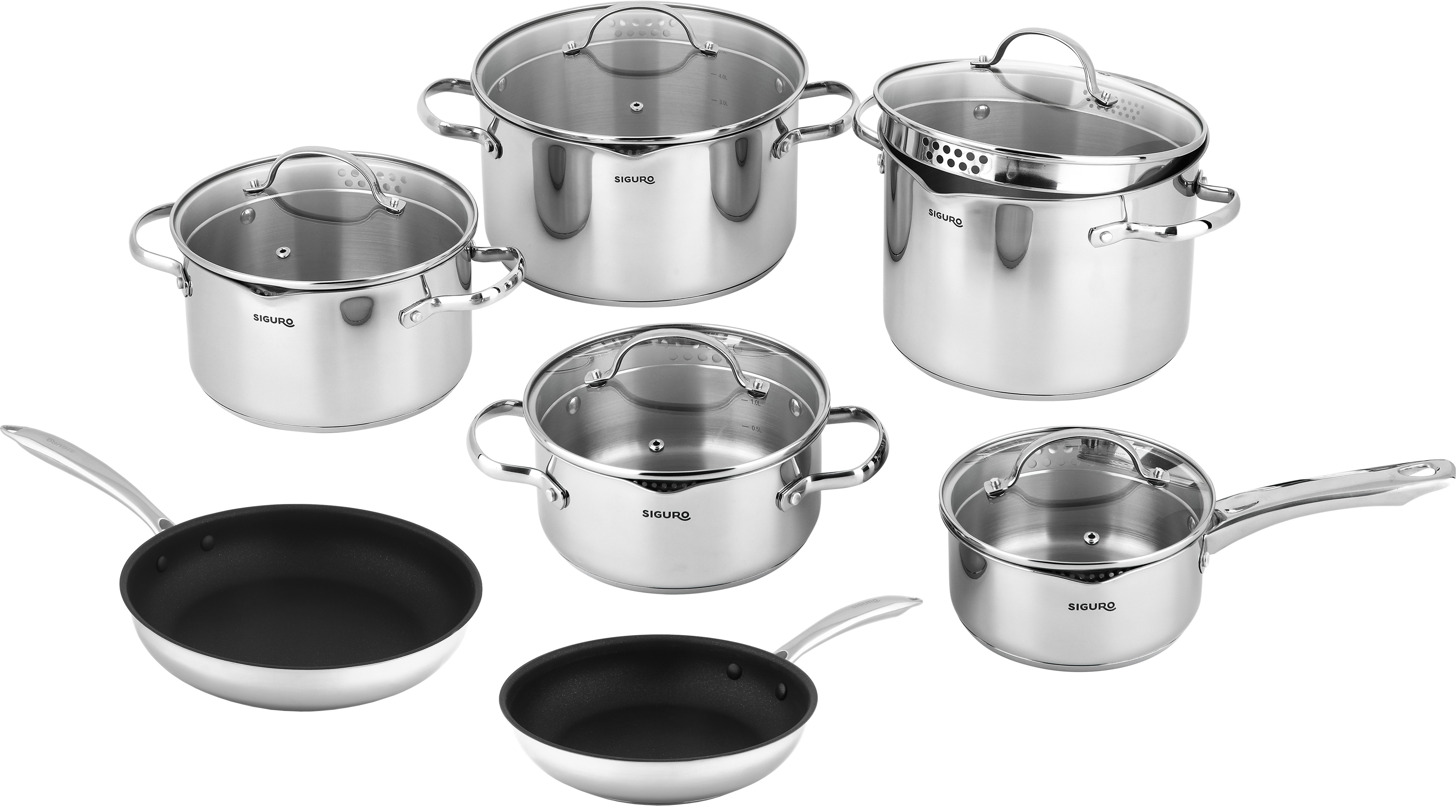 Siguro Pure Delight Súprava riadu, 12 ks, súprava hrncov + panvice 20 a 24 cm