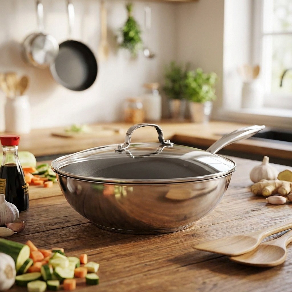 Siguro Wok Pure Delight, priemer 28 cm, s pokrievkou, nehrdzavejúca oceľ, nepriľnavá povrchová úprava ILA
