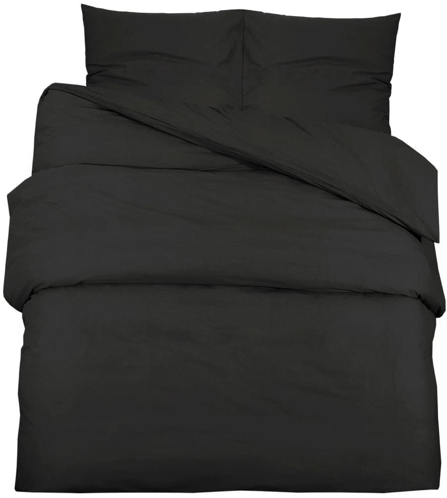 Shumee Sada posteľnej bielizne 1 + 2 čierna 200 × 220 cm mikrovlákno, bez potlače, vankúše 80 × 80 cm