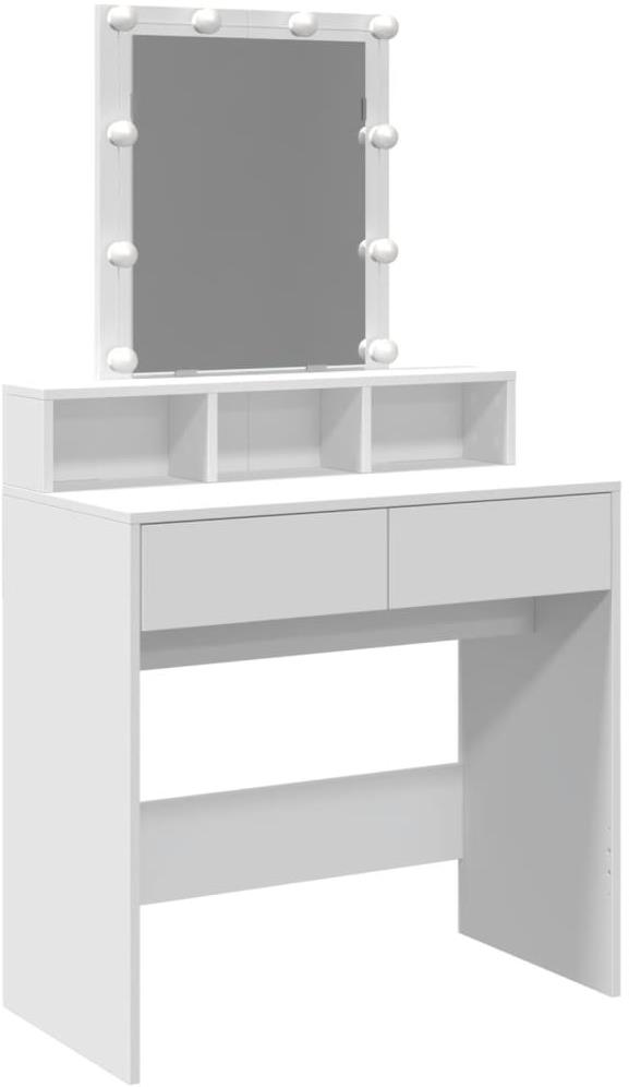 Shumee Toaletný stolík s LED biely 80 × 41 × 144,5 cm
