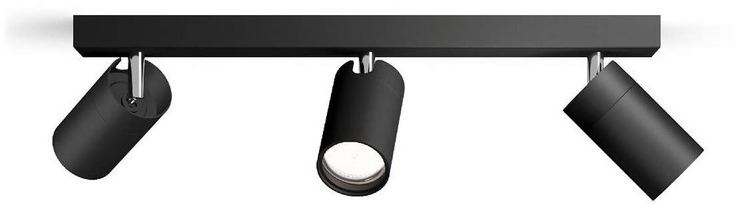 Signify Commercial Idris bodové kúpeľňové svietidlo 3× GU10, 5 W, bez zdroja, 44 cm, IP44, čierne