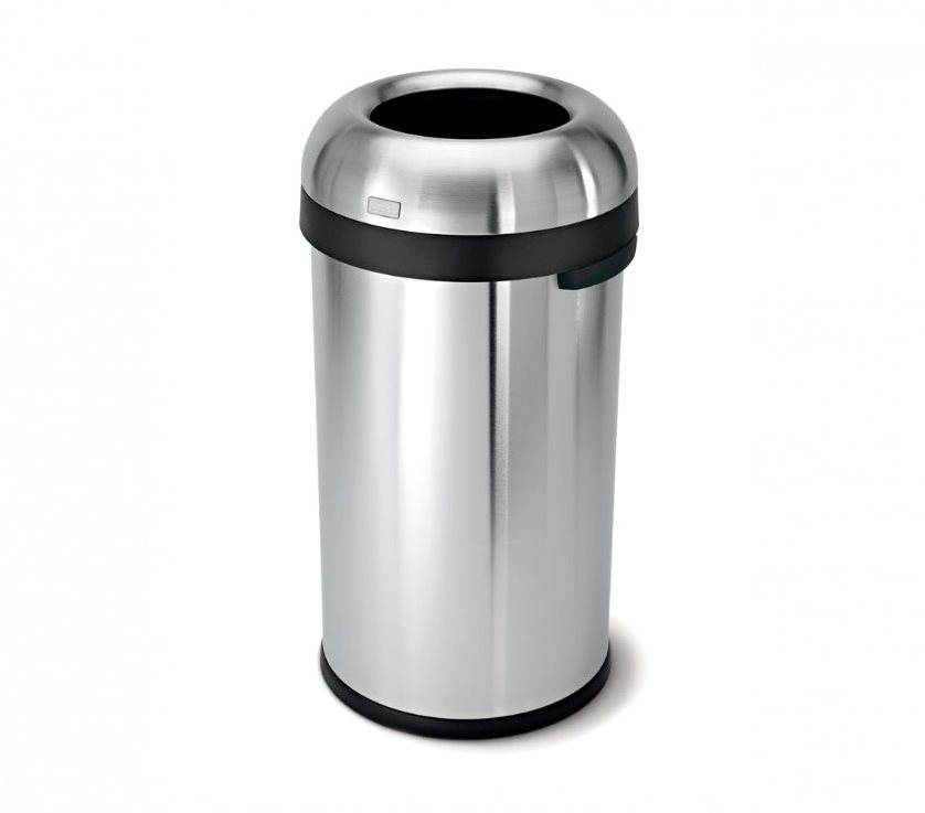 Simplehuman Kôš na odpadky 60 l, tvar guľky, otvorený, matná oceľ