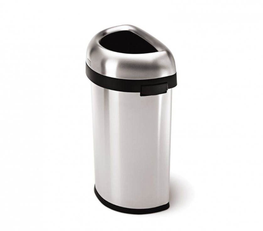 Simplehuman Kôš na odpadky 60 l, polkruhový, otvorený, matná oceľ