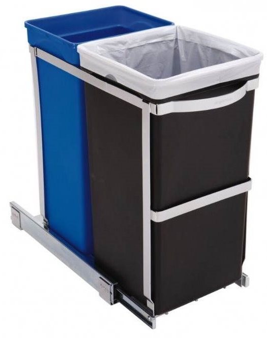 Simplehuman Vstavaný kôš na triedený odpad 20/15 l, lesklá oceľ, plastové vedro