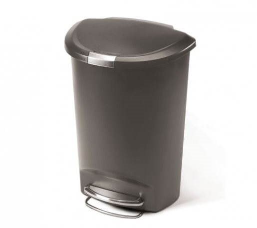 Simplehuman Pedálový kôš na odpadky 50 l, polkruhový, plast, sivý