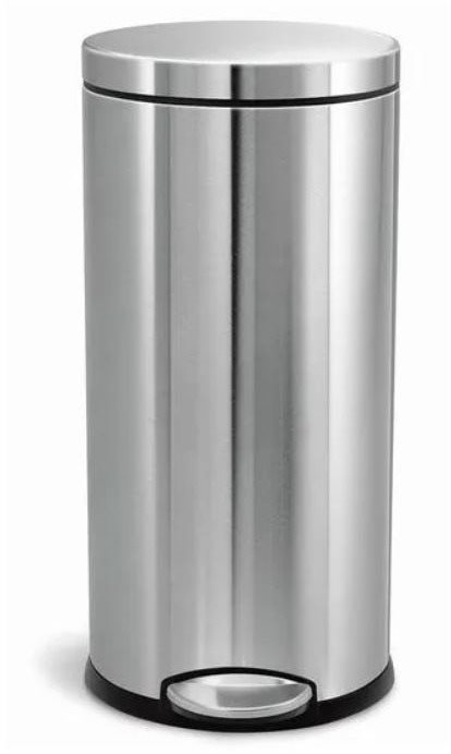 Simplehuman Pedálový kôš 30 l, okrúhly, matná oceľ, FPP