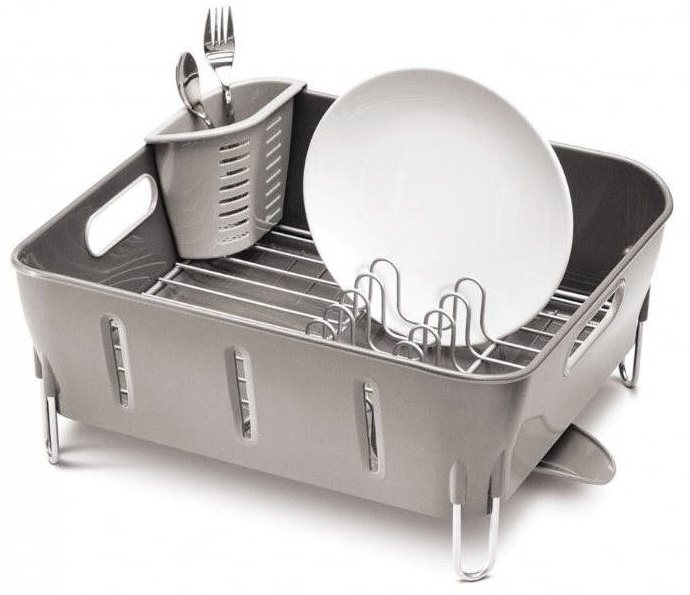 Simplehuman Odkvapkávač na riad Compact, sivý plast