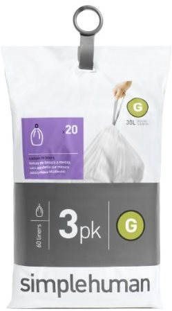 Simplehuman Vrecká do koša typ G, 30 l, 3x balenie po 20 ks (60 vreciek)