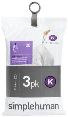 Simplehuman Vrecká do koša typ K, 35–45 l, 3× balenie po 20 ks (60 vriec)
