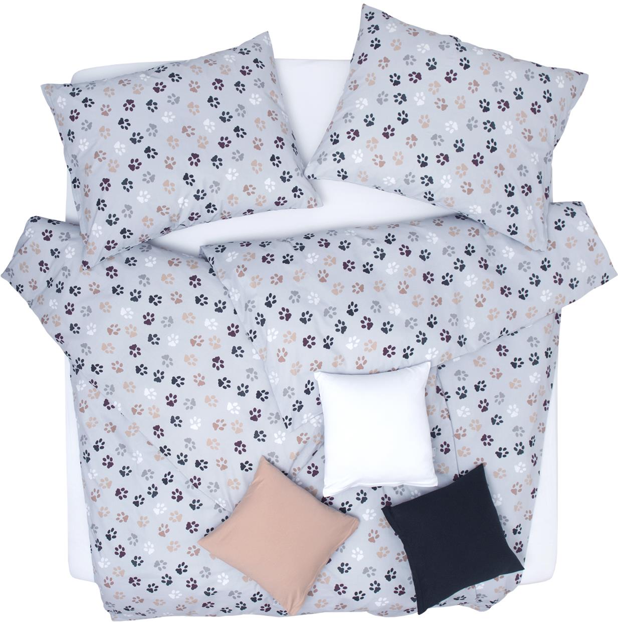 SCANquilt obliečky KLASIK labky sivohnedá 140 × 200/70 × 90 cm
