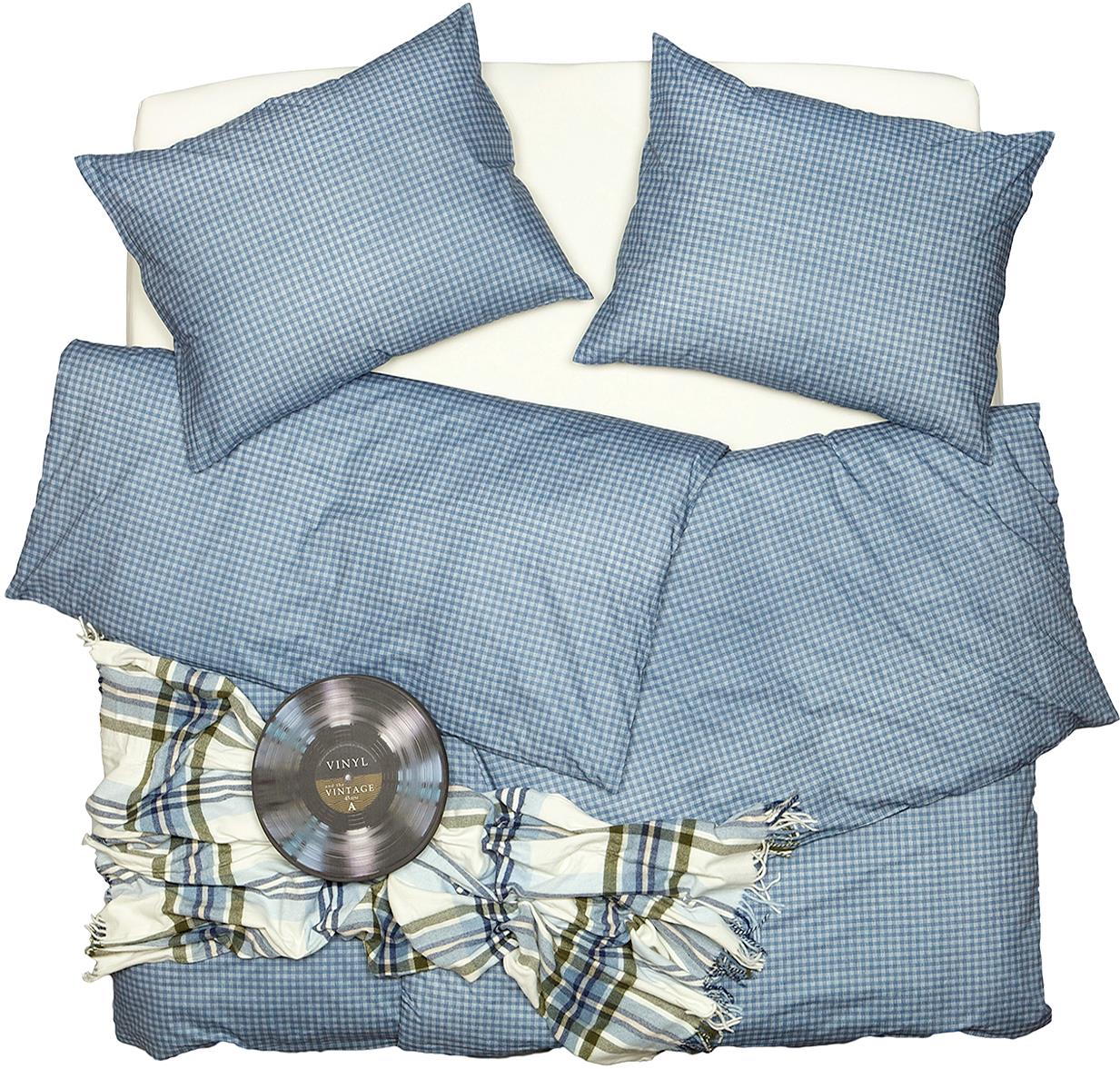 SCANquilt obliečky KLASIK kocka modrá 140 × 220/70 × 90 cm