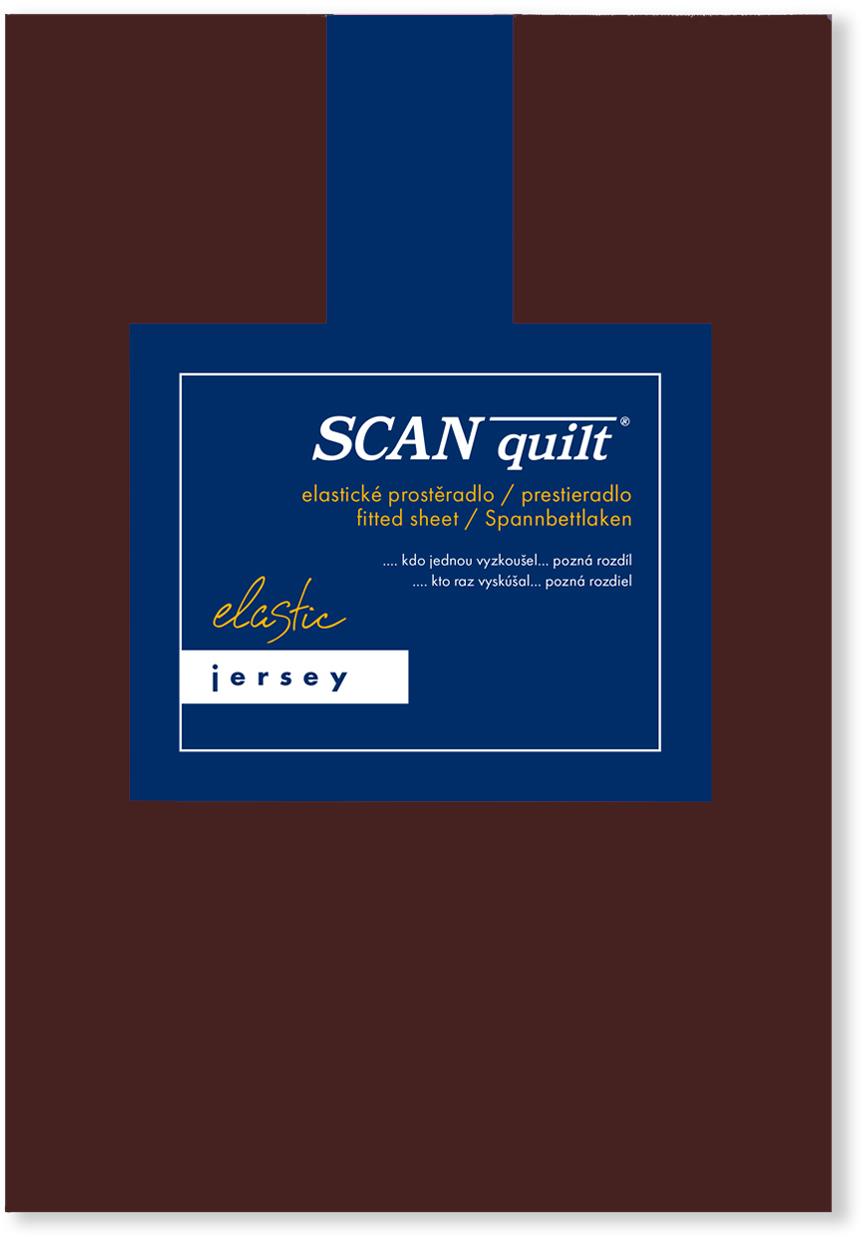 SCANquilt plachta na posteľ JERSEY ELASTIC LYCRA tmavohnedá 90 × 200 cm