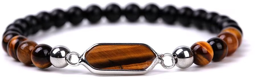 Silver Star Rubyfall dámsky náramok, Black Onyx Tiger Eye, 21 cm