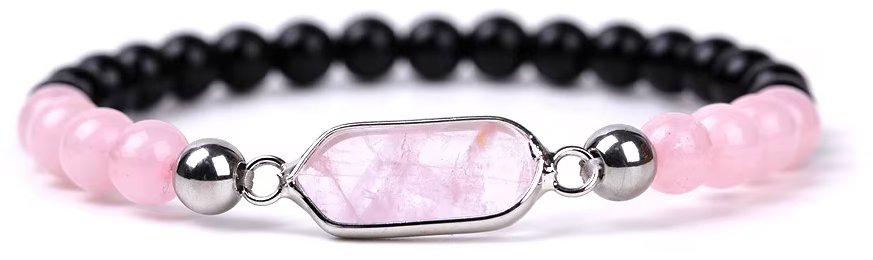 Silver Star Topazwind dámsky náramok, Rose Quartz Black Onyx, 23 cm