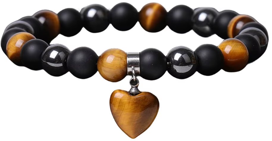 Silver Star Sunfire dámsky náramok, čierny, Tiger Eye Hematit, 21 cm