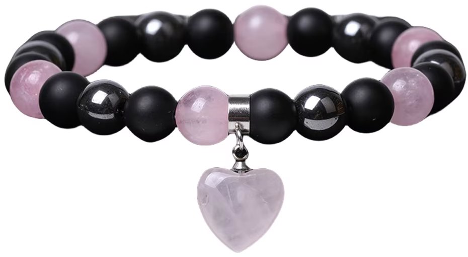 Silver Star Willowmist dámsky náramok, čierny, Hematite Rose Quartz, 21 cm
