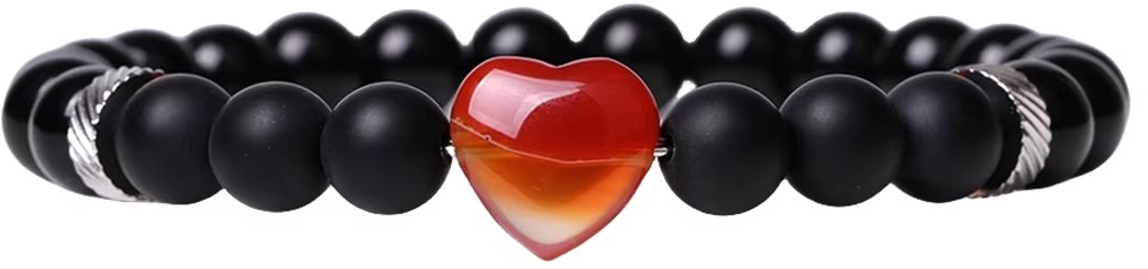 Silver Star Pearlstone dámsky náramok, čierny, Carnelian, 23 cm