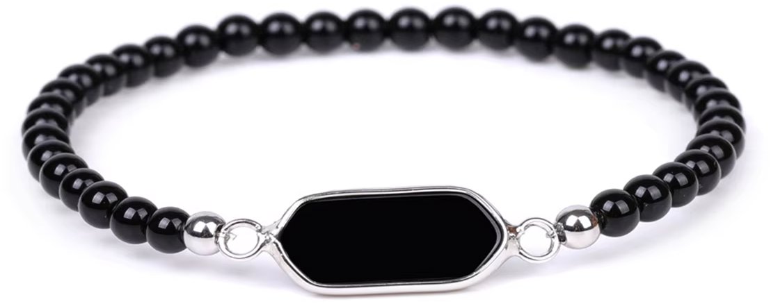 Silver Star Silvermist dámsky náramok, čierny, Obsidian, 23 cm