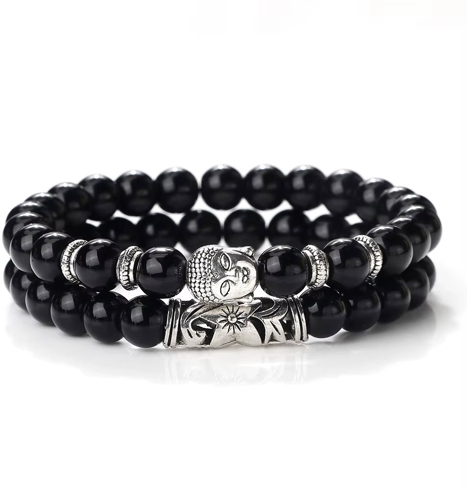 Predator Q1 Andromeda pánsky náramok, Budha, súprava 2 kusy, 25 cm