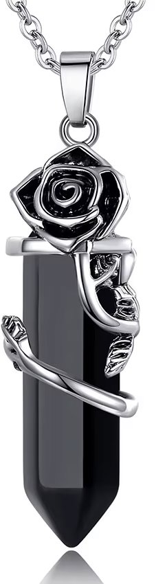 Silver Star Winterstone dámska retiazka, ruža, Obsidian, 45 cm