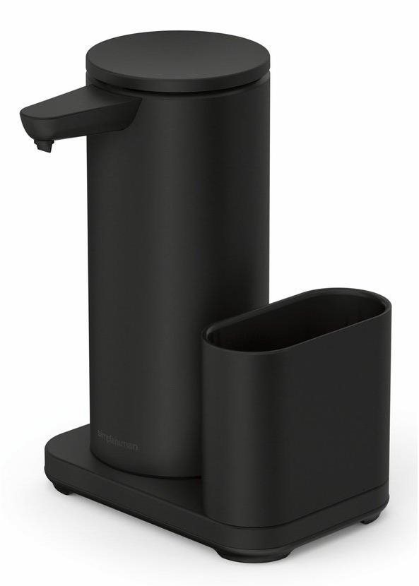 Simplehuman bezdotykový dávkovač mydla – 414 ml, + držiak na špongiu, matná čierna oceľ