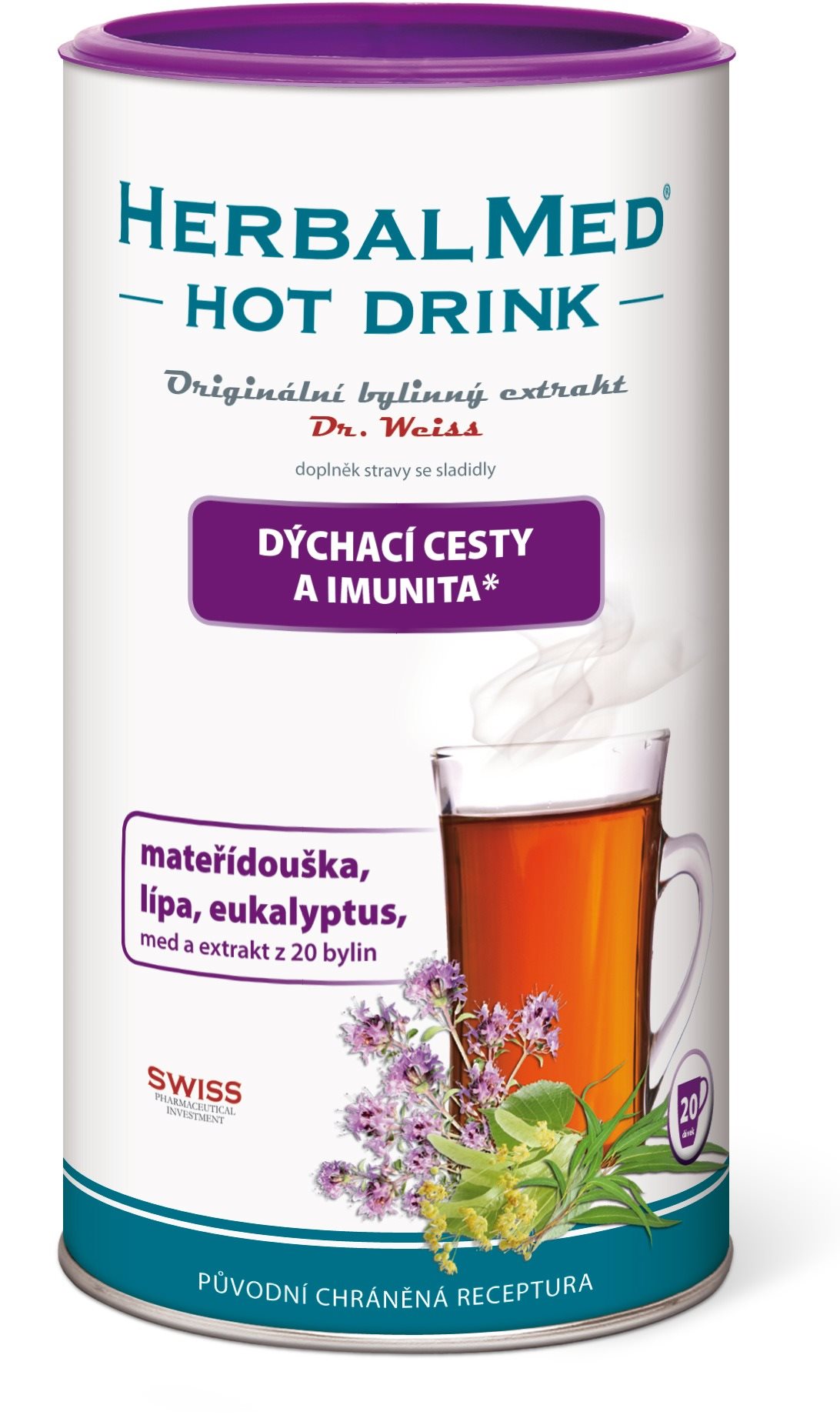Dr. Weiss HerbalMed Hot Drink dýchacie cesty a imunita 180 g