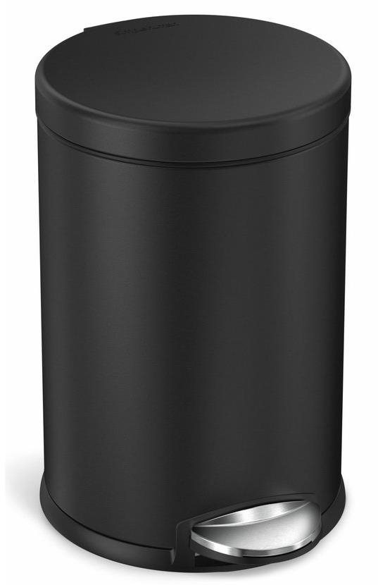 Simplehuman pedálový odpadkový kôš – 4,5 l, okrúhly, matná čierna oceľ