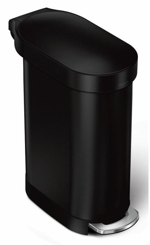 Simplehuman úzky pedálový odpadkový kôš Slim – 45 l, matná čierna oceľ