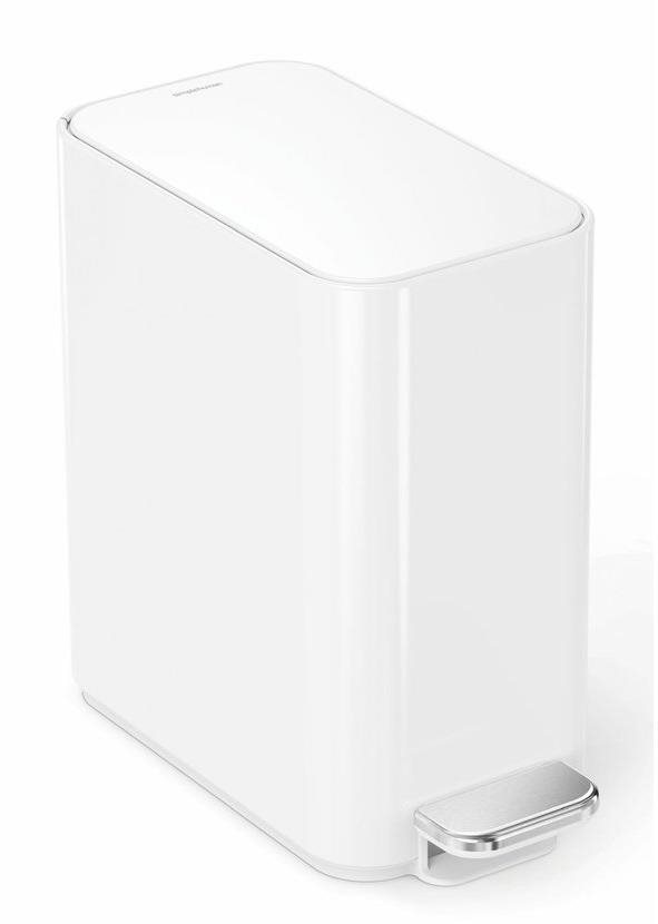 Simplehuman pedálový úzky odpadkový kôš – 5 l, biela oceľ