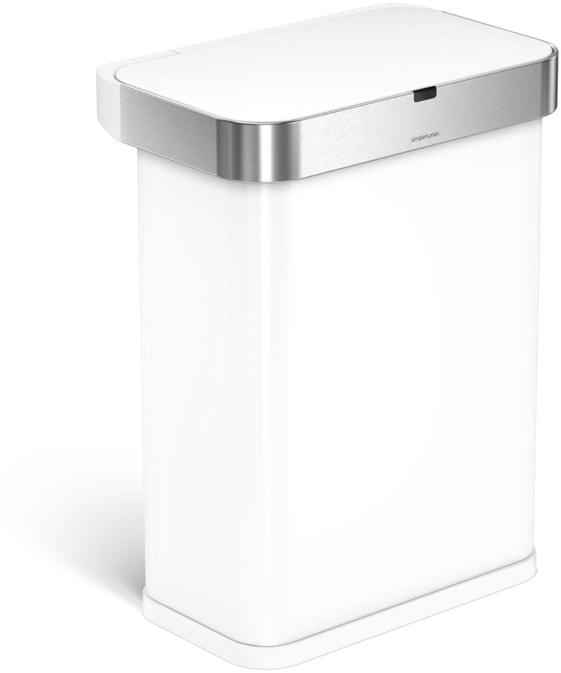 Simplehuman Sensor bezdotykový odpadkový kôš s hlasovým ovládaním 58 l, biela oceľ