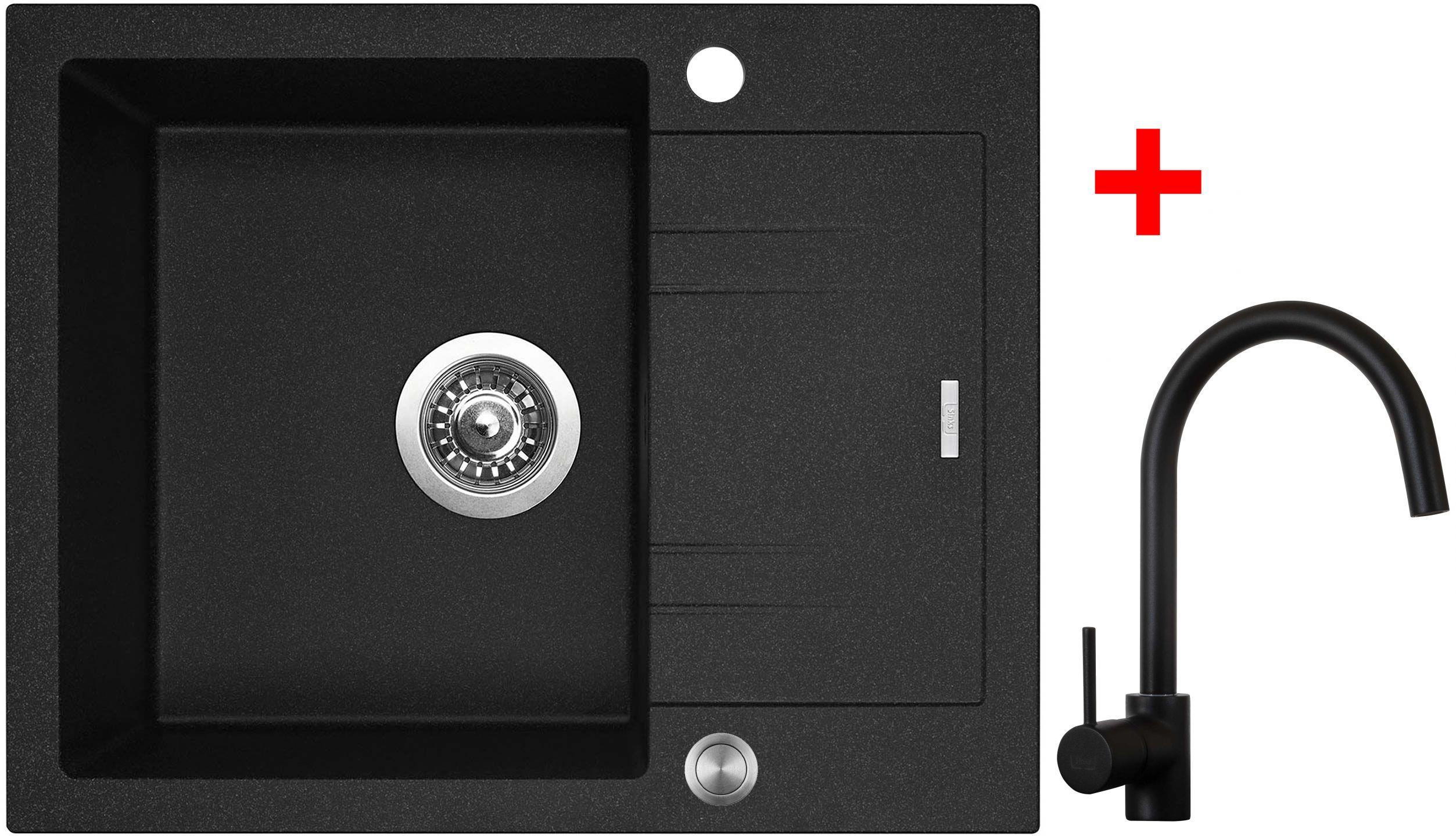 Sinks Linea 600 XC Granblack + Vitalia, čierna, matná