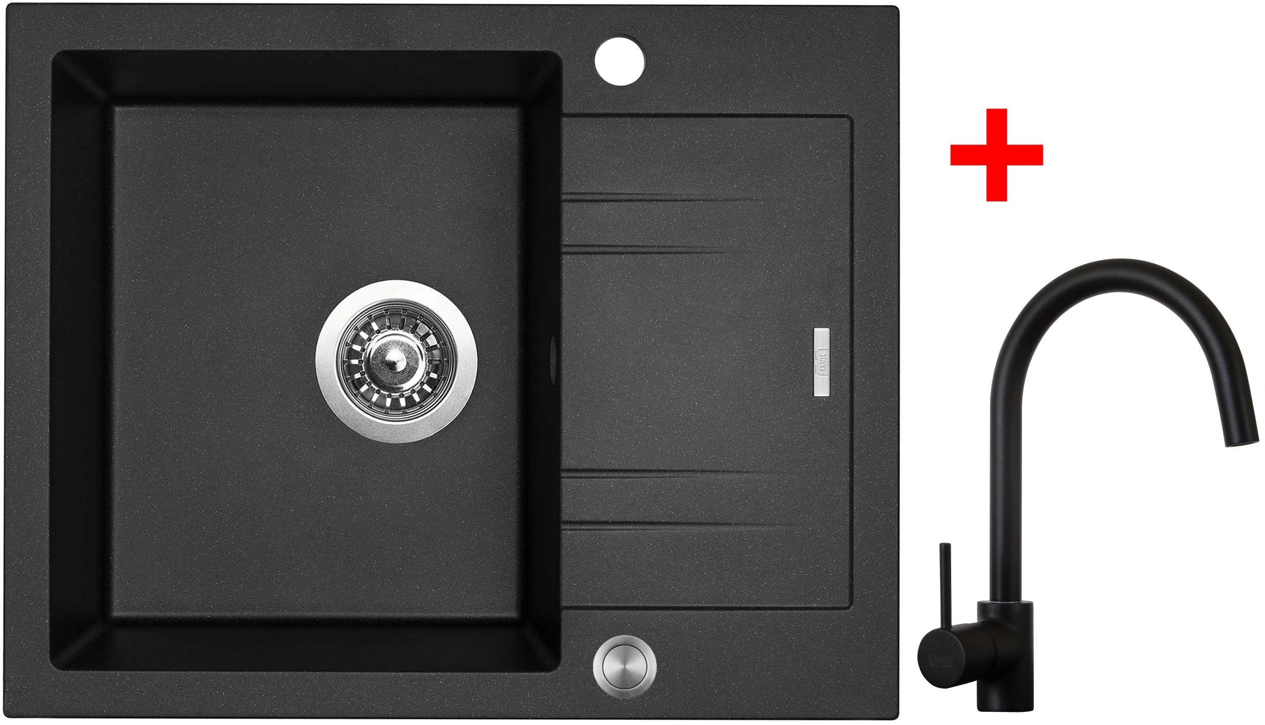 Sinks Linea 600 XC Metalblack + Vitalia, čierna, matná
