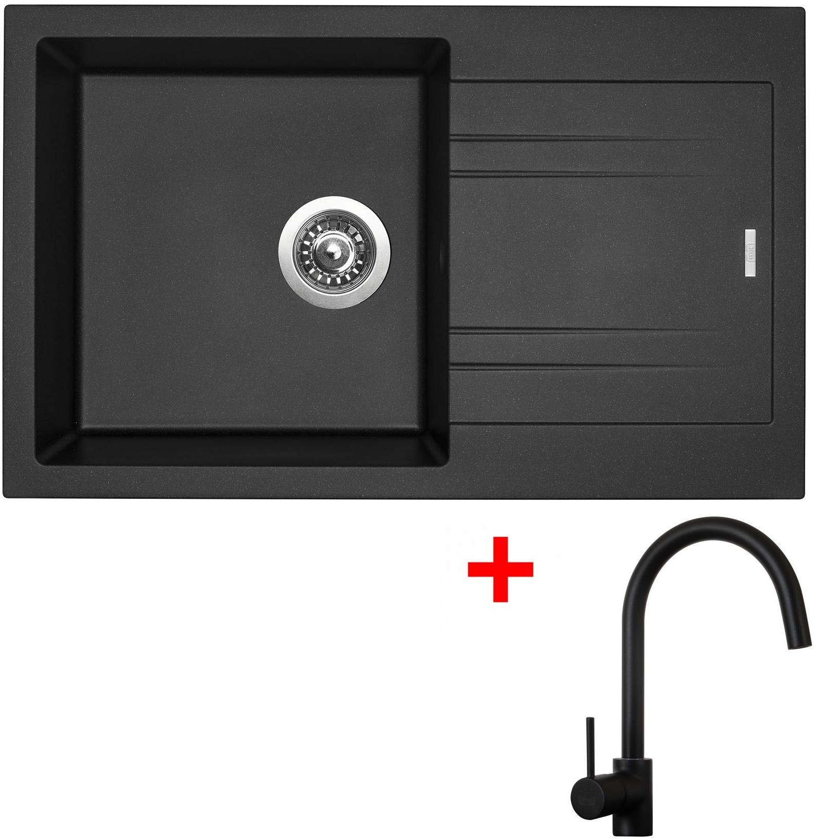 Sinks Linea 780 Metalblack + Vitalia, čierna, matná