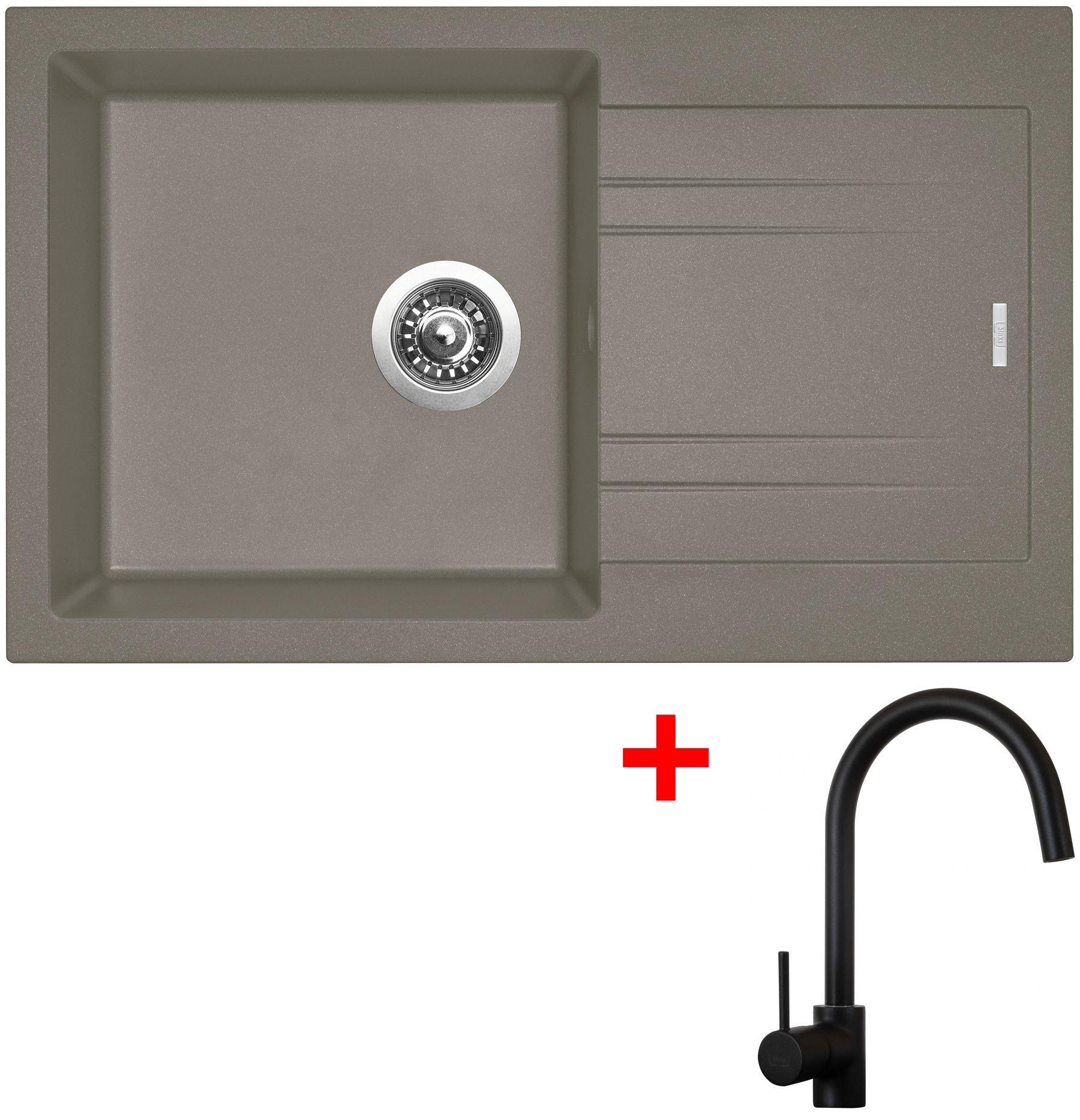 Sinks Linea 780 Truffle + Vitalia, čierna, matná