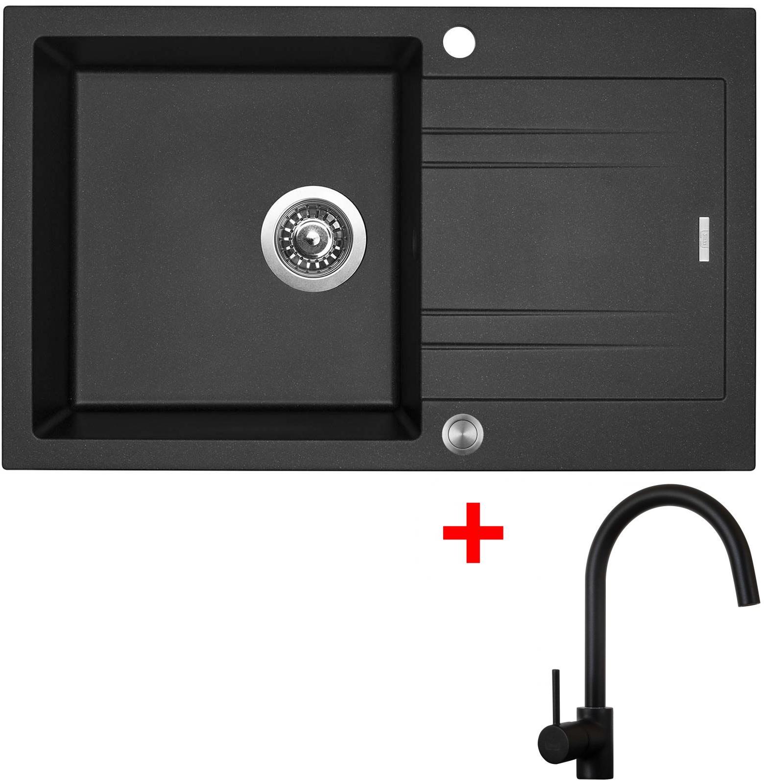 Sinks Linea 780 XC Metalblack + Vitalia, čierna, matná