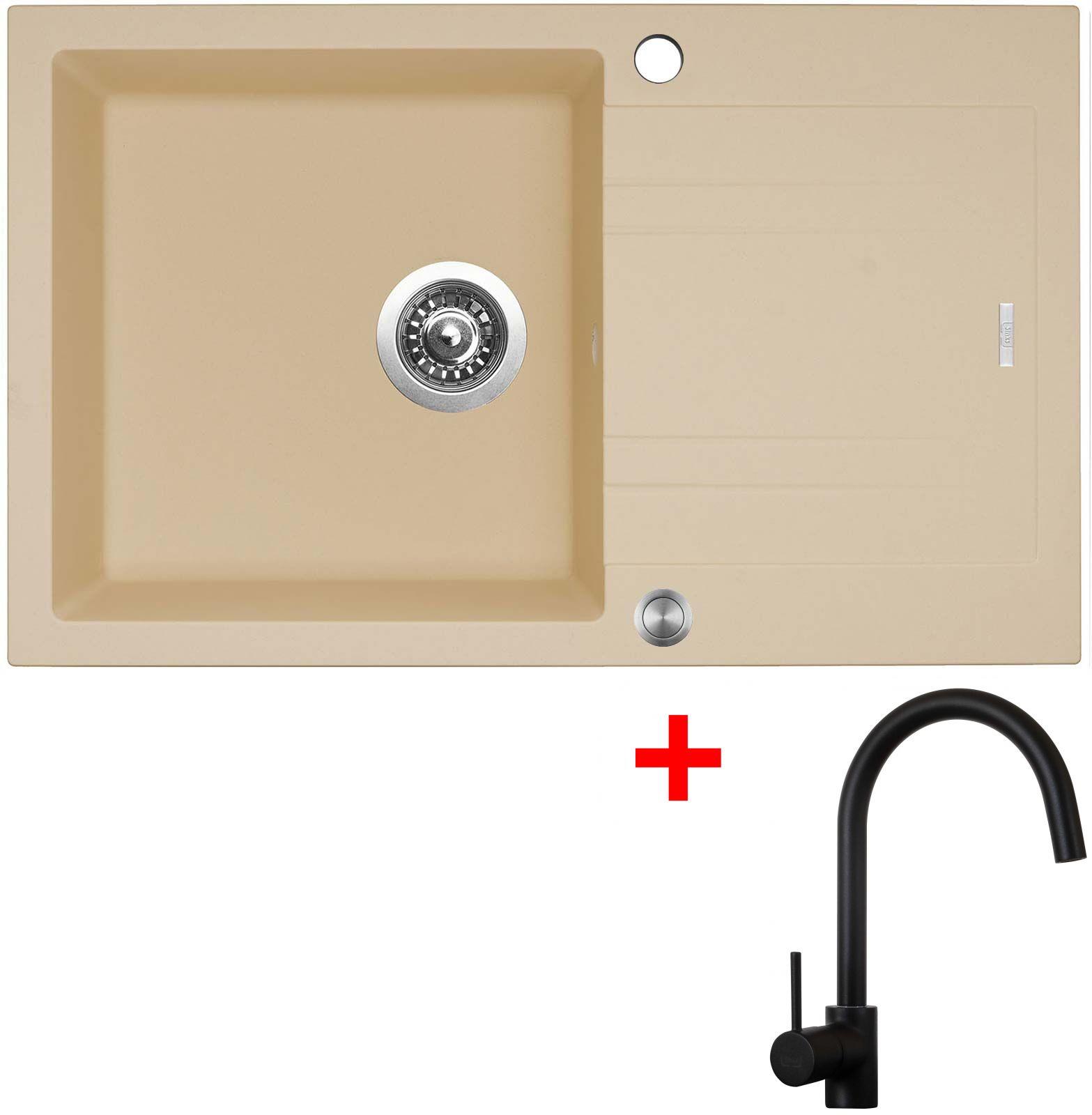 Sinks Linea 780 XC Sahara + Vitalia, čierna, matná