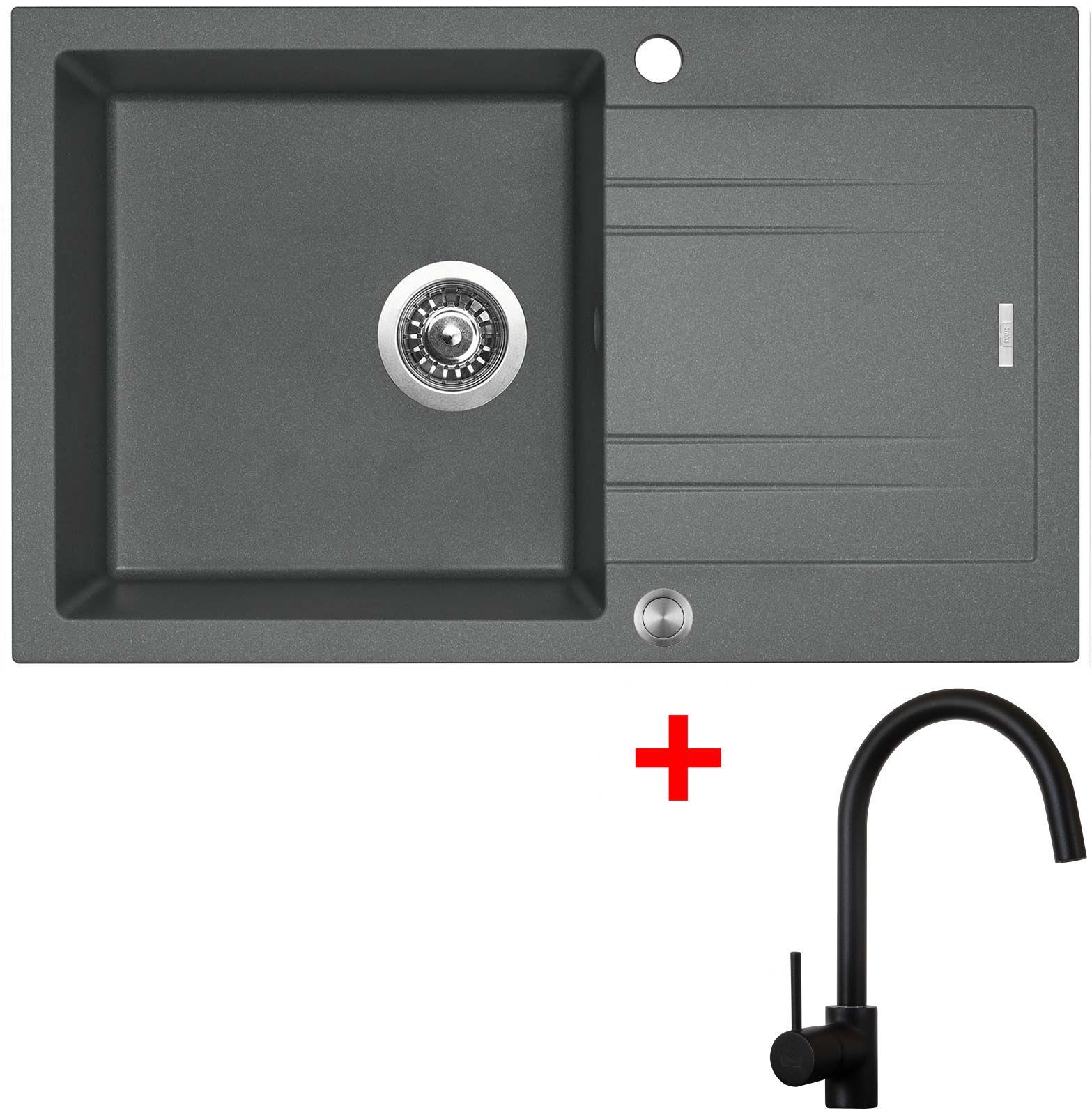 Sinks Linea 780 XC Titanium + Vitalia, čierna, matná