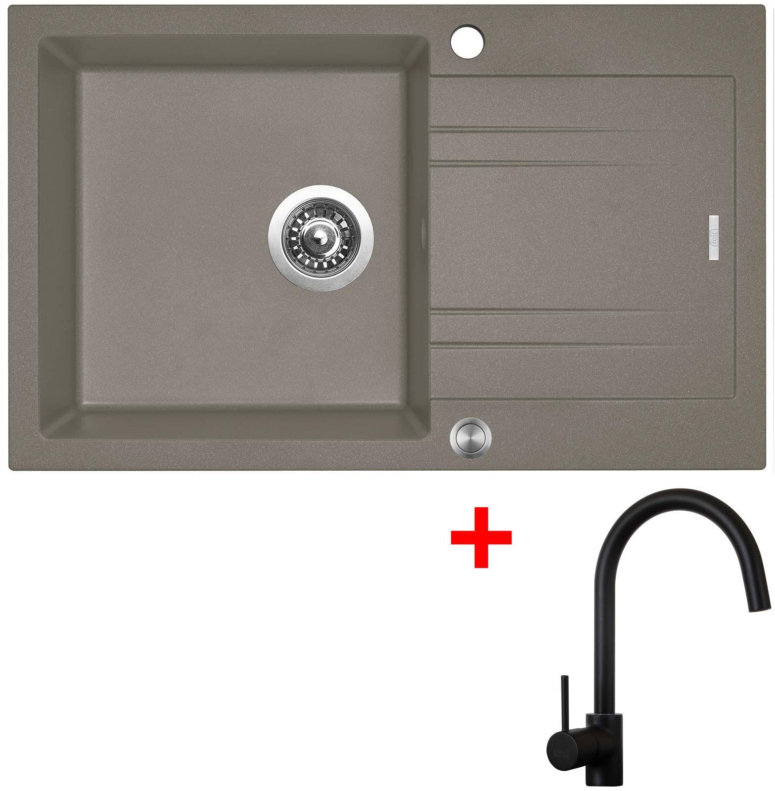 Sinks Linea 780 XC Truffle + Vitalia, čierna, matná