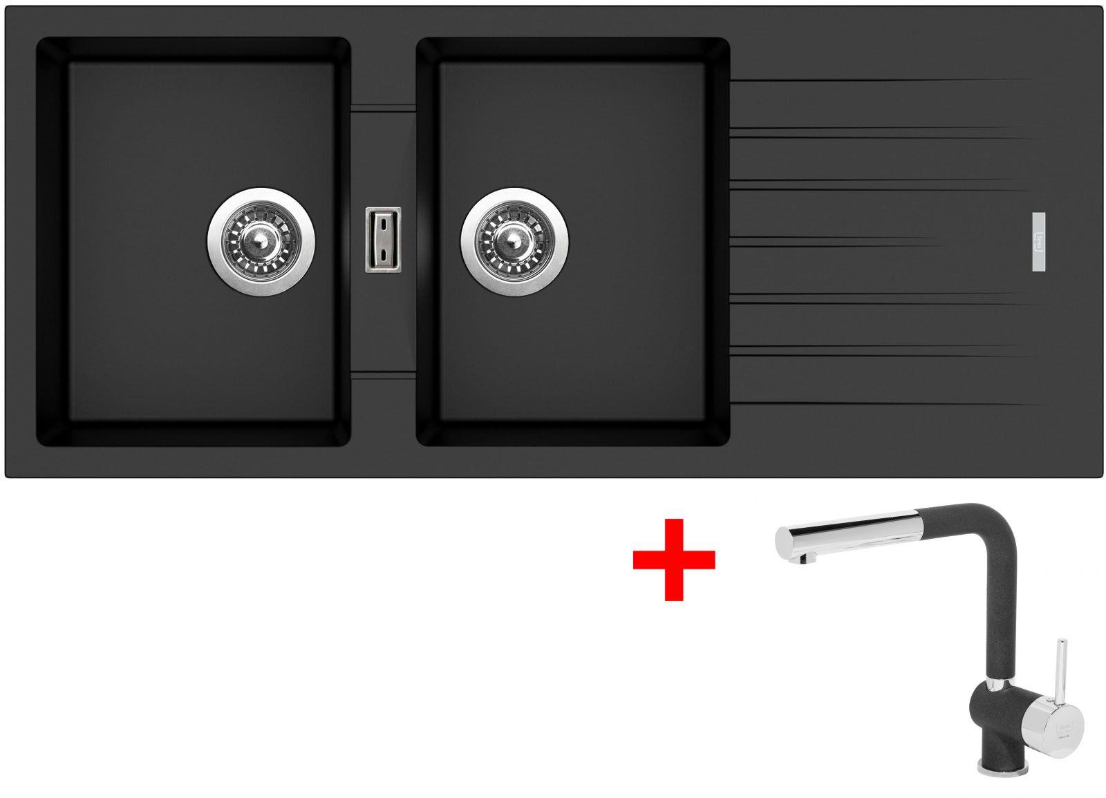Sinks Perfecto 1160 Duo Metalblack + Mix 3 P GR