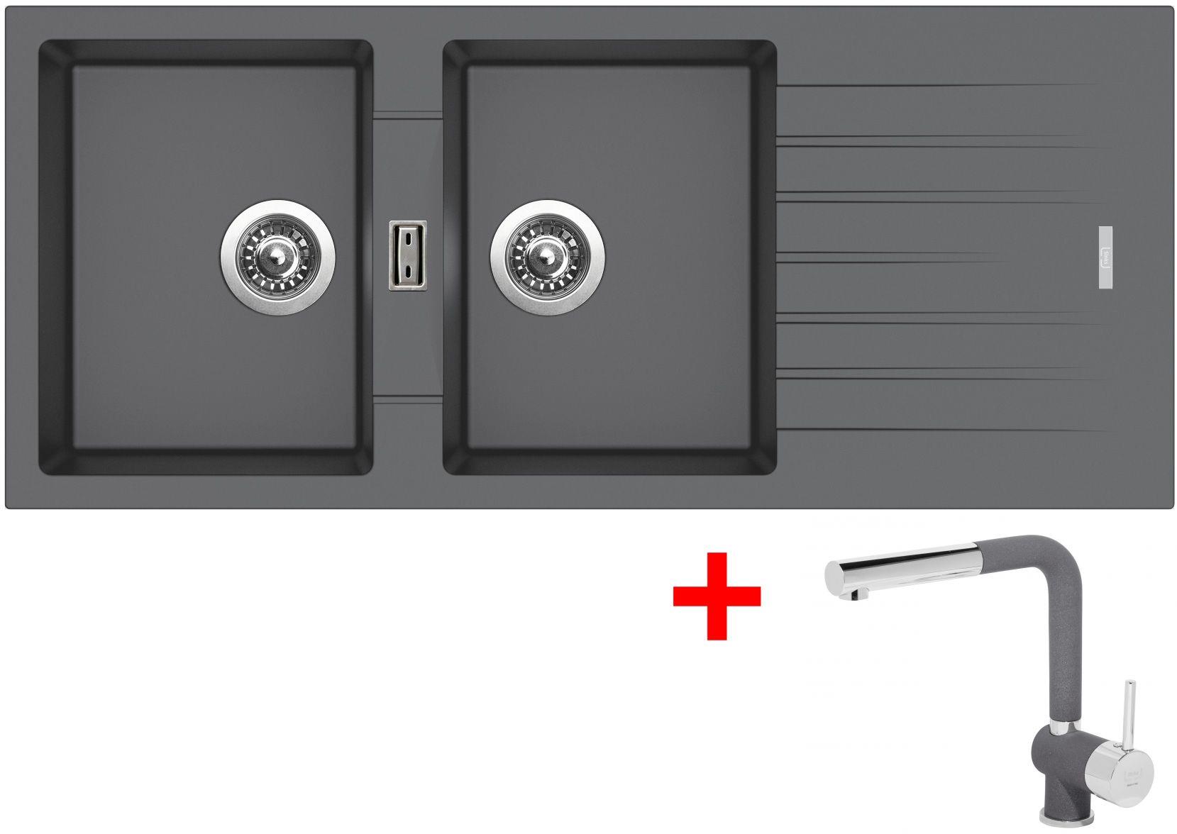 Sinks Perfecto 1160 Duo Titanium + Mix 3 P GR