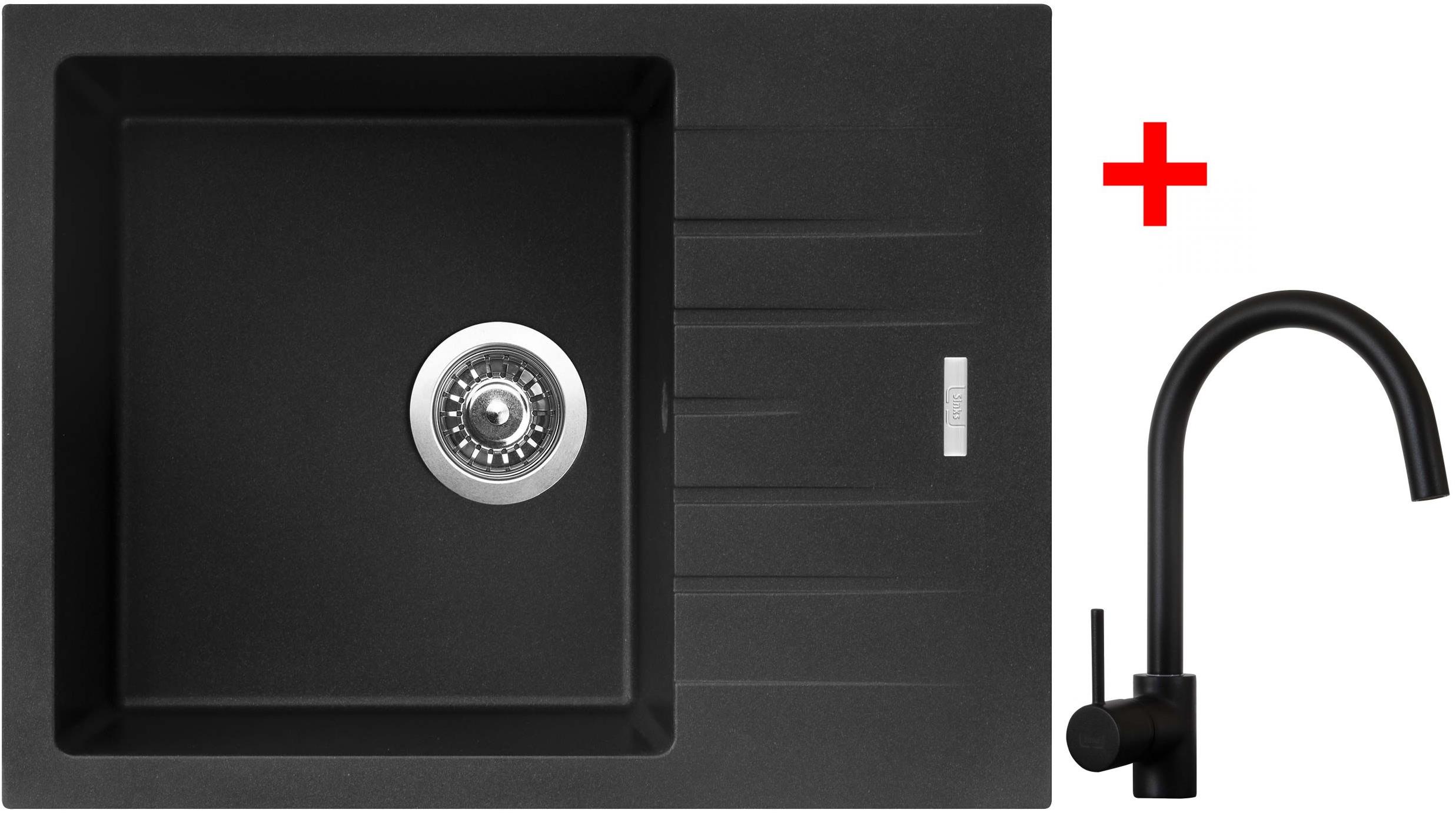 Sinks Perfecto 650 Metalblack + Vitalia, čierna, matná