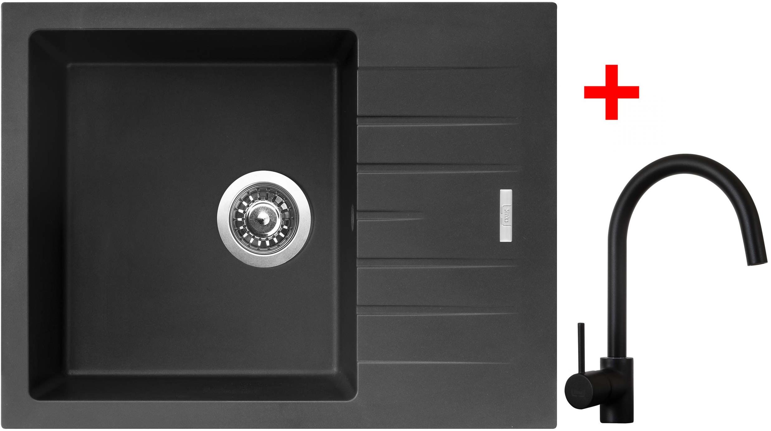 Sinks Perfecto 650 Pureblack + Vitalia, čierna, matná