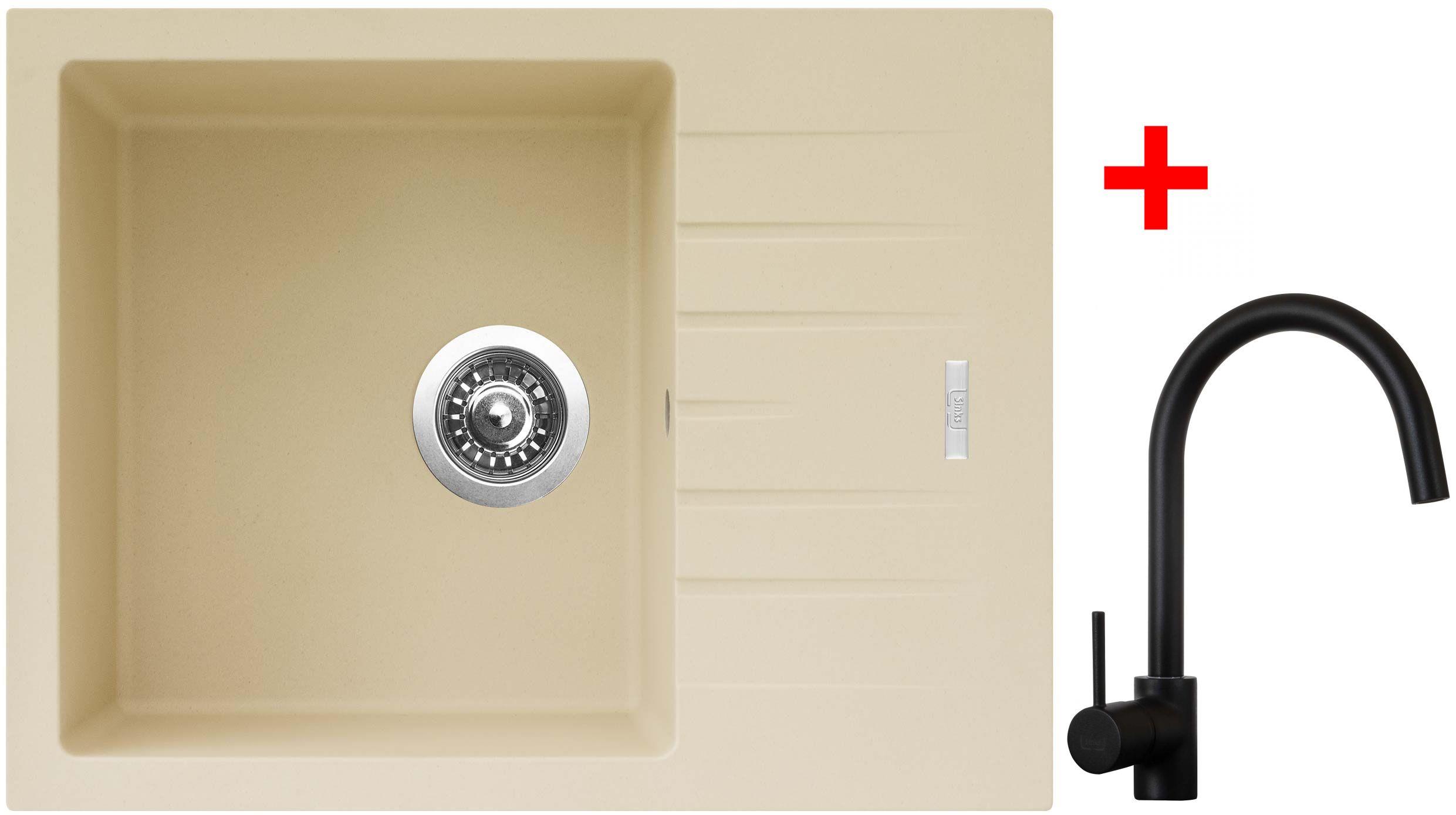 Sinks Perfecto 650 Sahara + Vitalia, čierna, matná