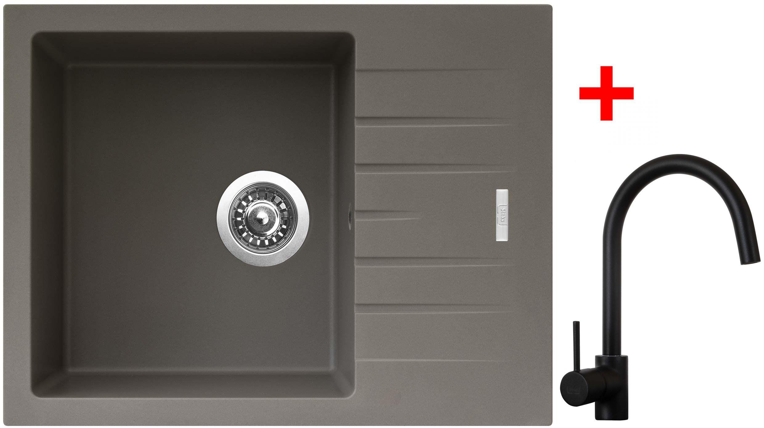 Sinks Perfecto 650 Truffle + Vitalia, čierna, matná