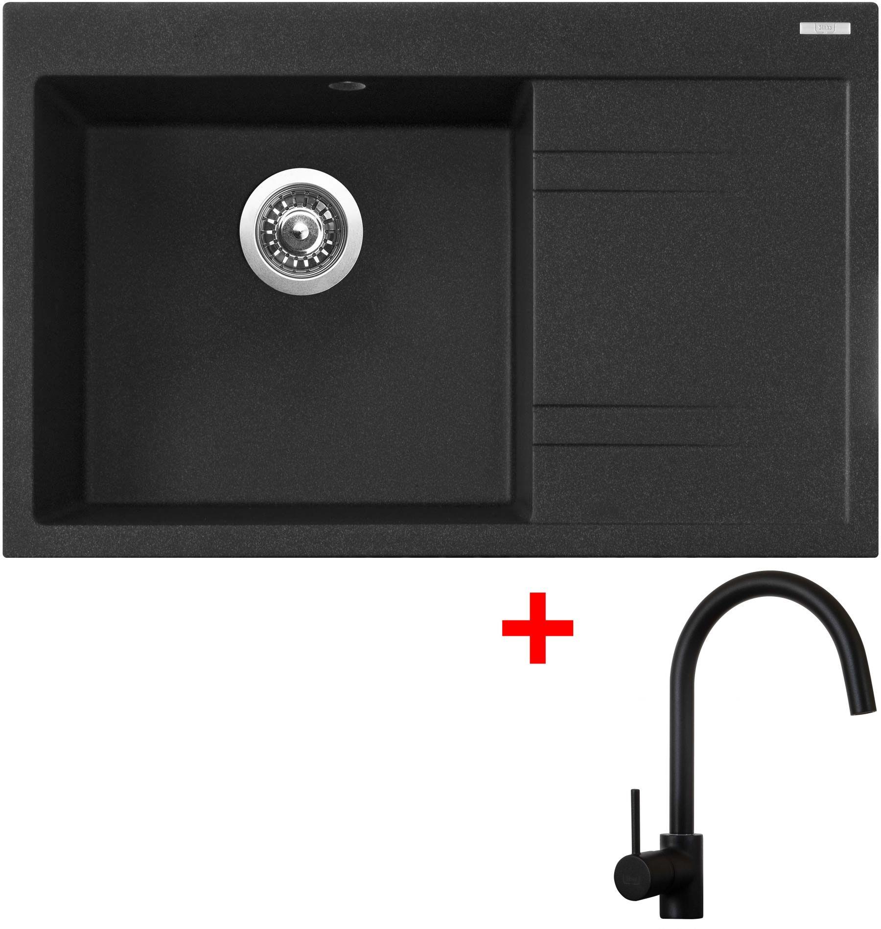 Sinks Rim 780 L Granblack + Vitalia, čierna, matná