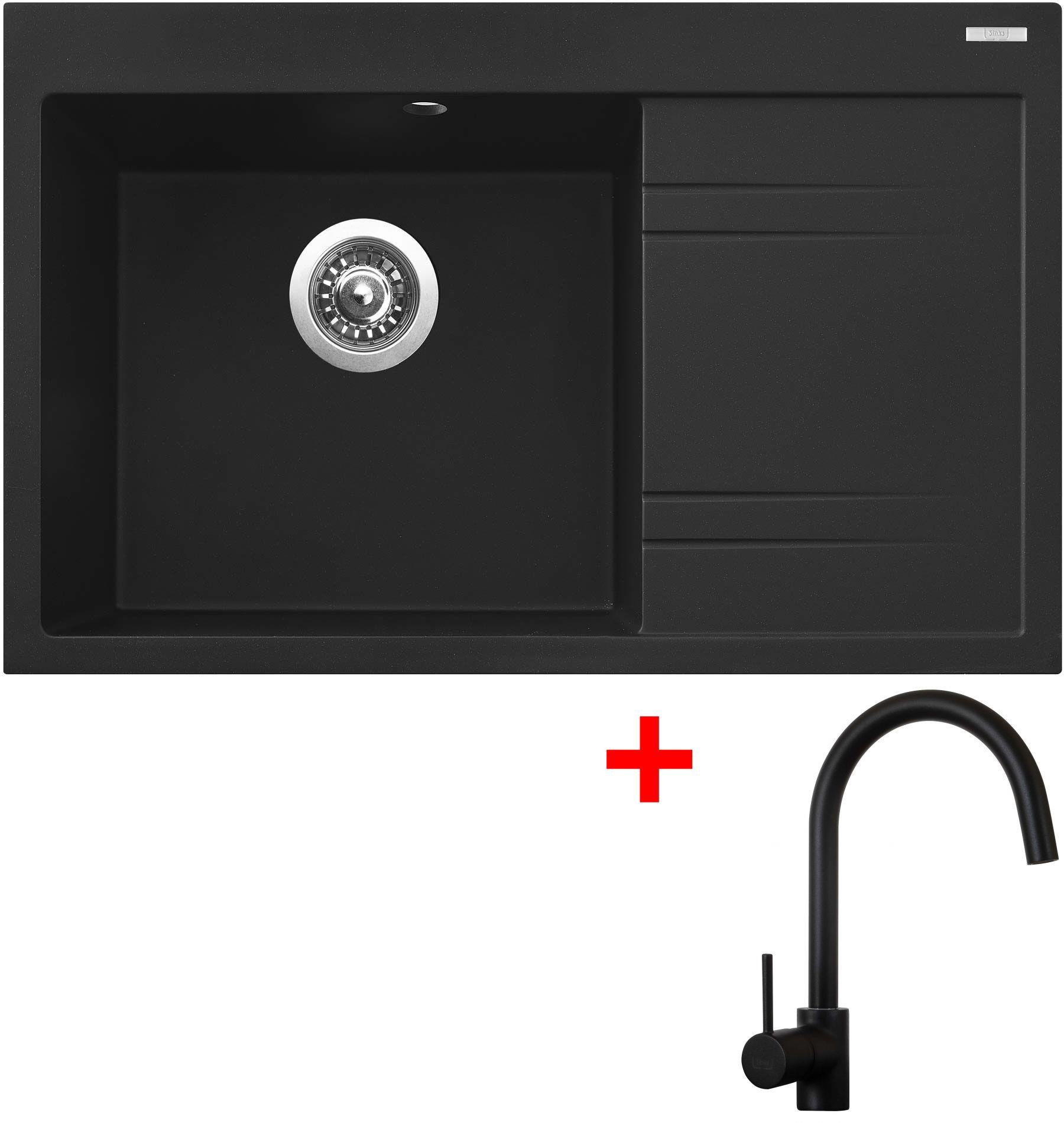 Sinks Rim 780 L Metalblack + Vitalia, čierna, matná