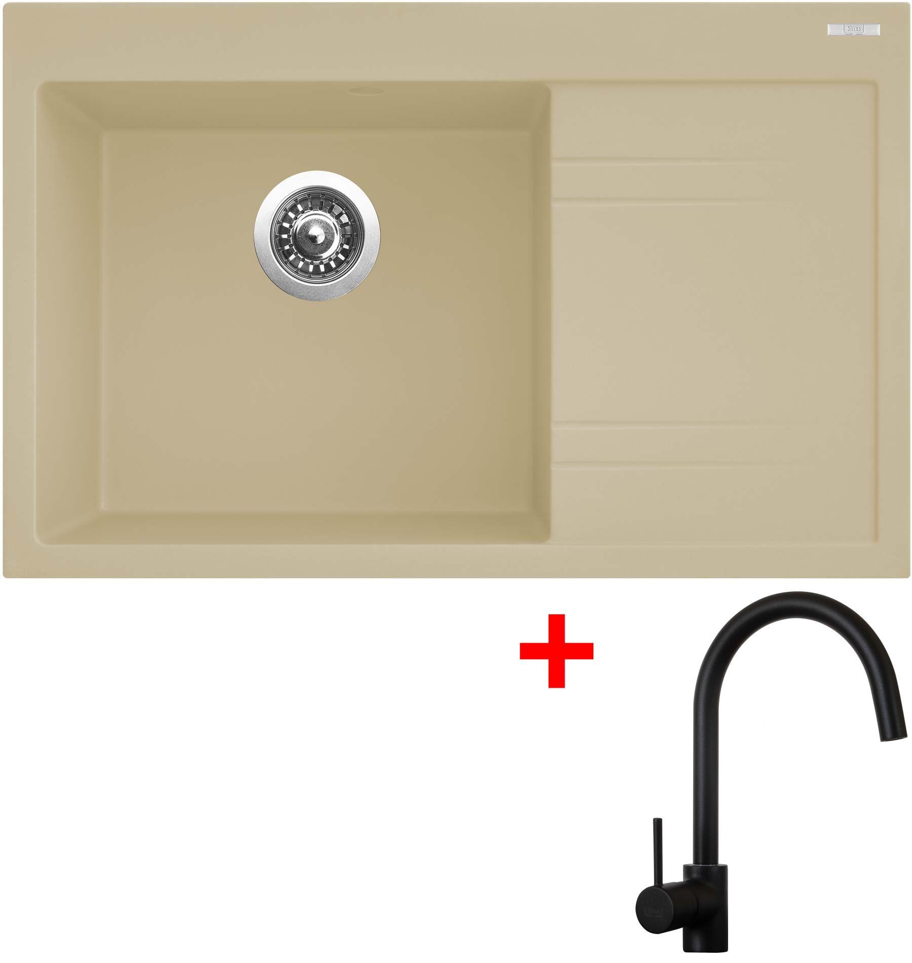 Sinks Rim 780 L Sahara + Vitalia, čierna, matná